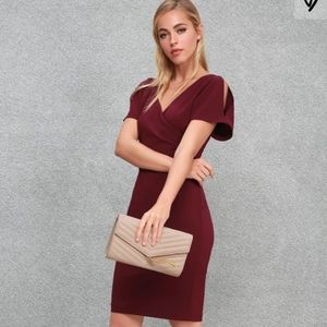 Classy Burgundy Cold Shoulder Dress